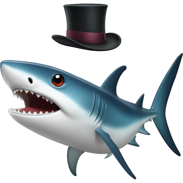Shortfin mako with a top hat emoji