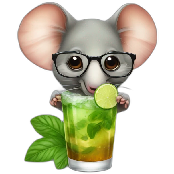 Elephant Shrew with glasses drinking mojito emoji