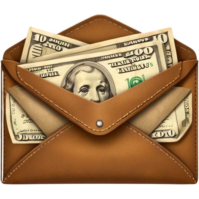 Banknotes wrapped in brown leather envelopes emoji