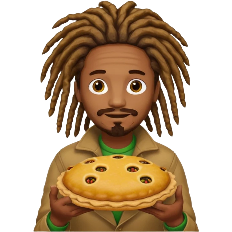 Man with dreadlocks holding a Jamaican beef patty  emoji
