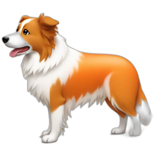 white tan border collie in orange wheel chair emoji