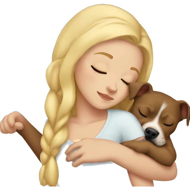 blonde girl sleeping with a pitbull  emoji