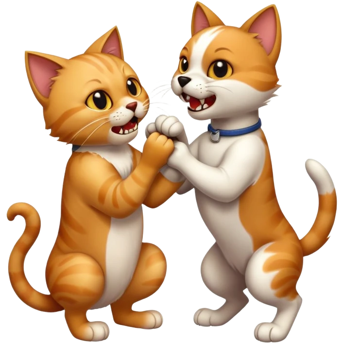 Make a cat with a dog fighting  emoji