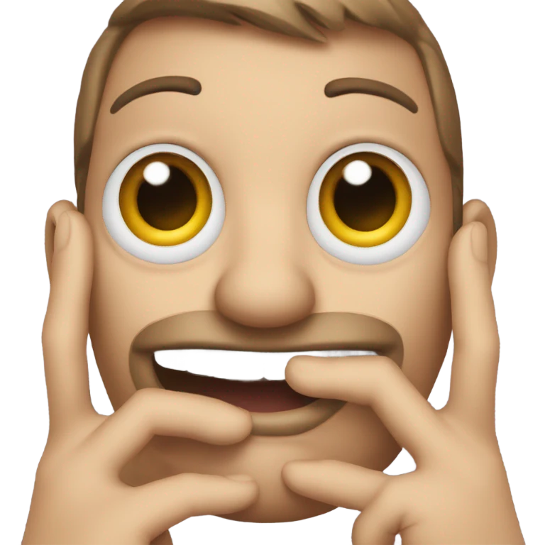 Rolling eyes emoji with hand across mouth emoji