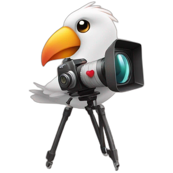 Love bird with a video camera emoji