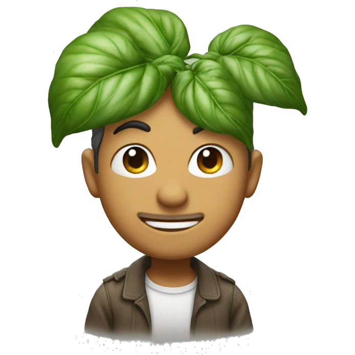 Basil eoji with ahappy fac emoji