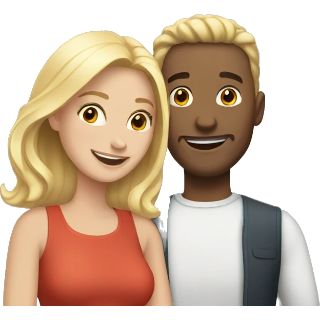 white couple enjoying a moment emoji