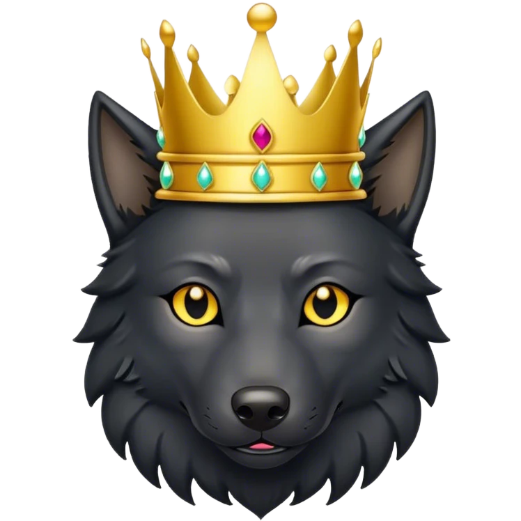 Peaceful Black Wolf with Gold Crown emoji