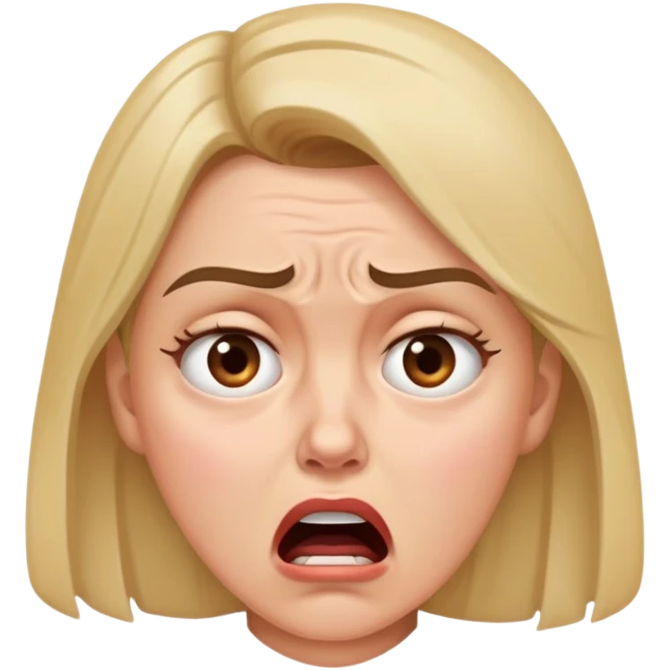 Woman with distraught expression, worried eyes, furrowed brow, mouth open in distress emoji