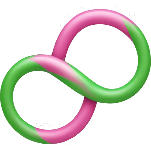 Pink and green infinity loop emoji