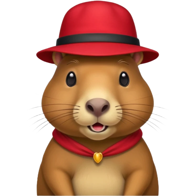 Capybara with red hat emoji