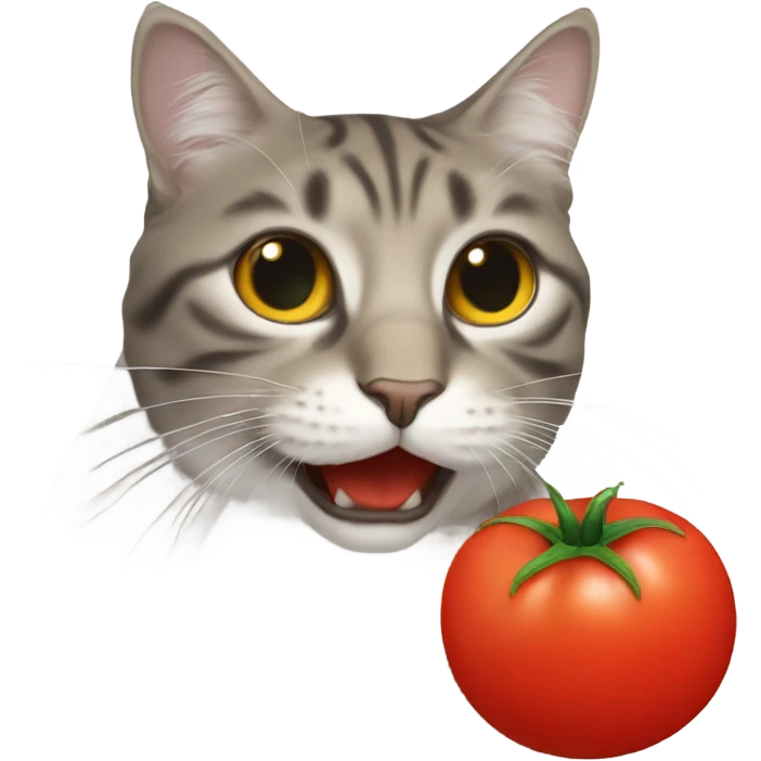 Cat eating tomato  emoji