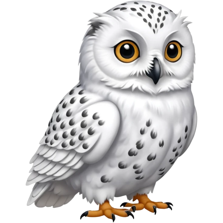 White Snowy Arctic Collared Lemming-Snowy-Owl-hybrid, full body emoji