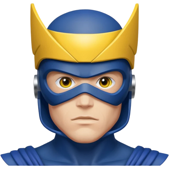marvel superhero cyclops x-men. blue cowl with iconic yellow visor with red stripe through emoji