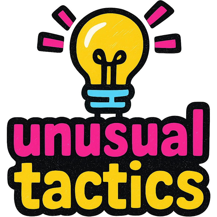 a logo, resembling that of a video tube site, for the text: "unusual tactics" emoji