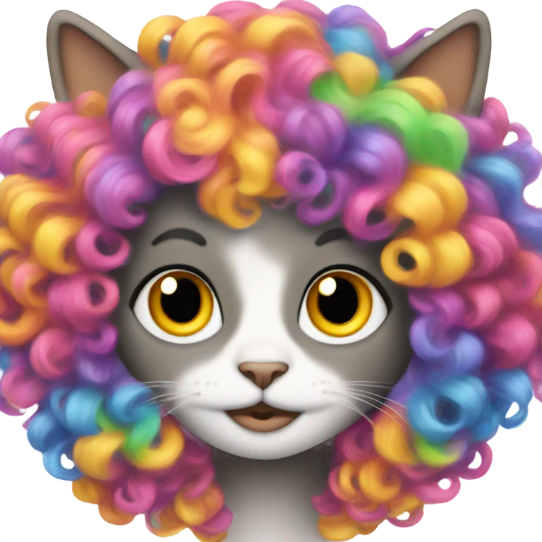 A cat wearing a wig emoji