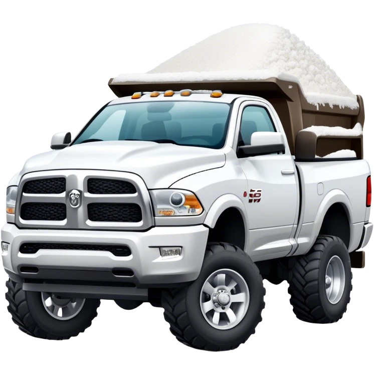 White ram truck pushing snow with plow emoji