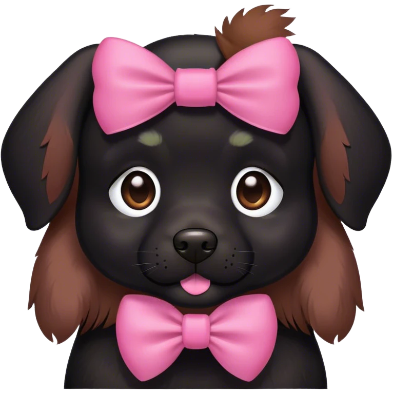 Black dog with a pink bow  emoji