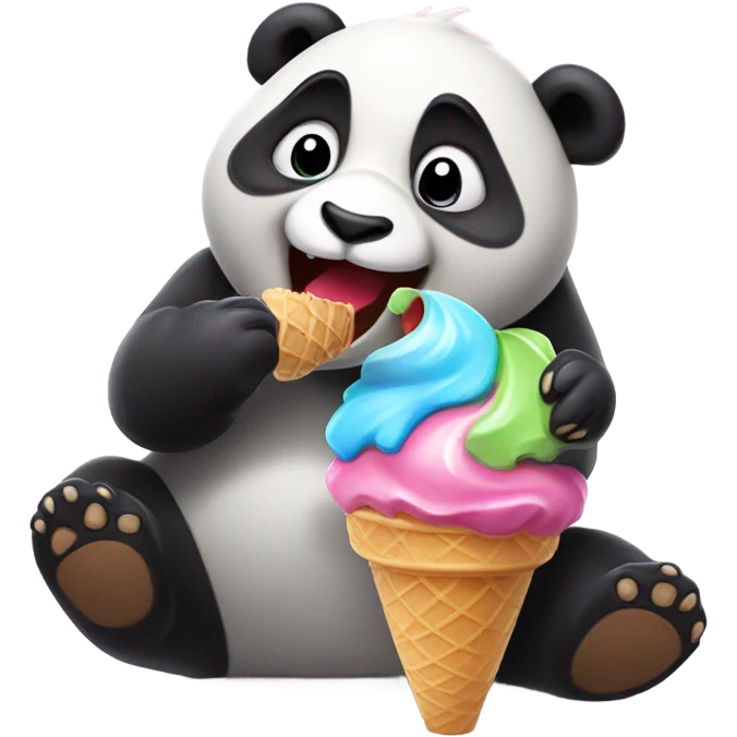 Panda eating ice cream emoji
