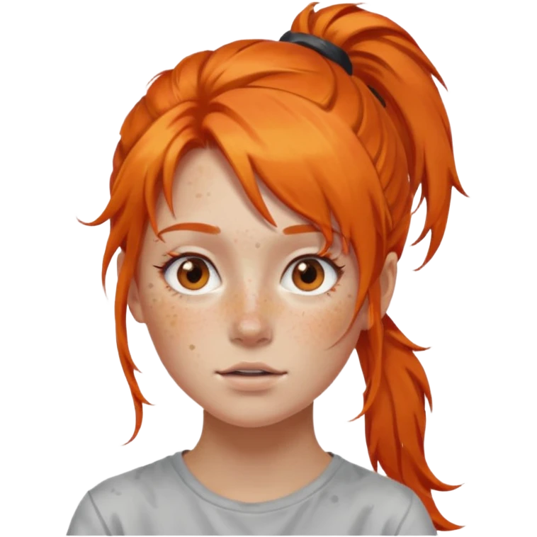 Artist with messy ponytail orange hair emoji