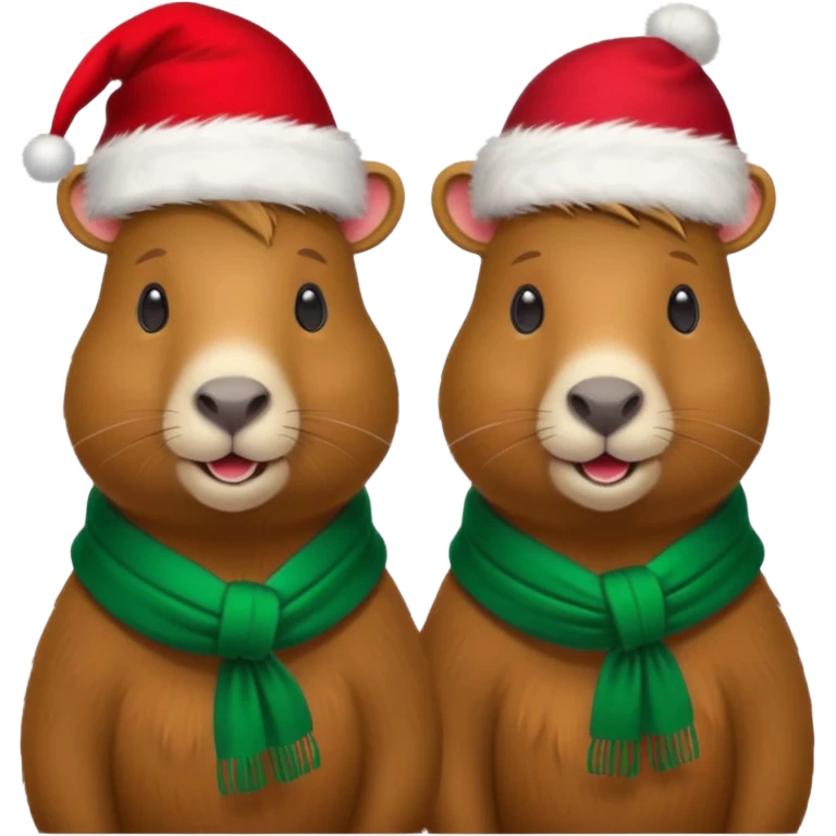  capybaras with christmas atire  emoji