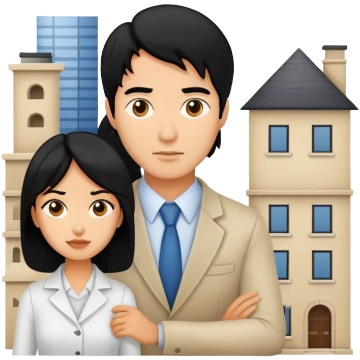 Woman and man architects with black hair emoji