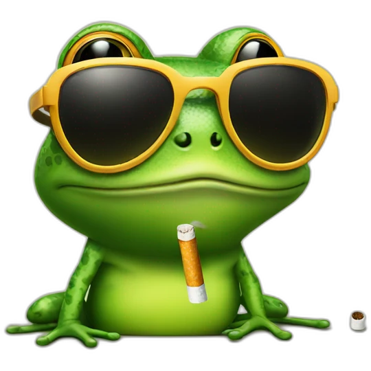 frog with sunglasses & a cigarette emoji