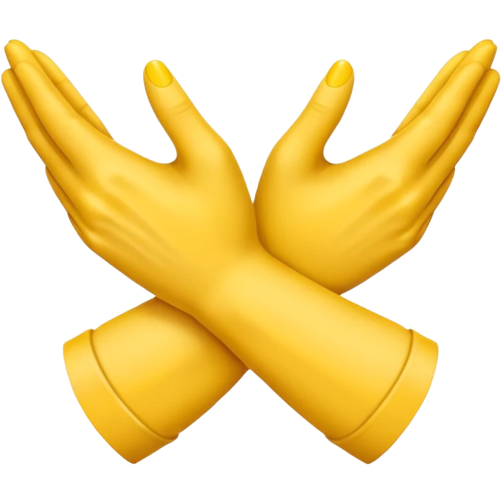 two yellow emoji hands crossed in an X shape over the chest, minimal shading, neutral expression emoji