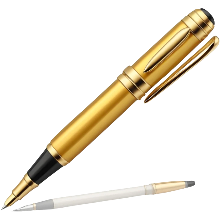 3D perspective academic premium golden ink pen emoji