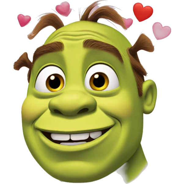 Shrek with hearts emoji