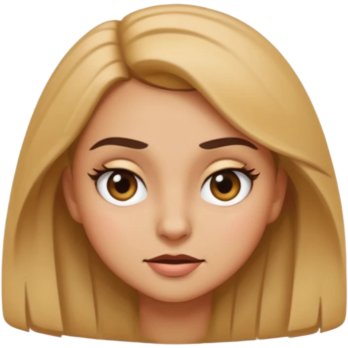 expressive iOS-style emoji of a sassy girl, head tilted, eyes squinting, playful smirk, one eyebrow raised, hand on hip, dramatic petty look emoji