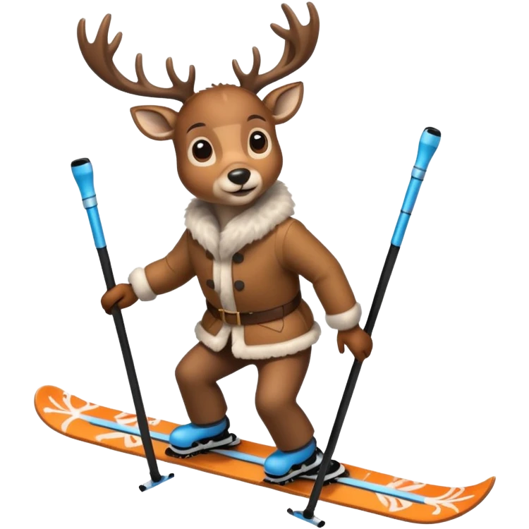Une biche sur des ski avec un manteau en fourrure  emoji