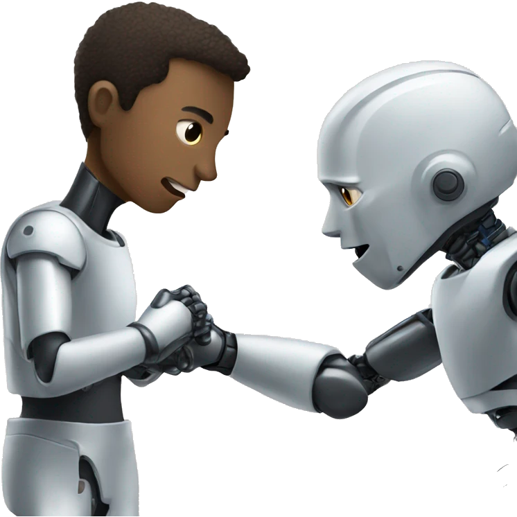 fighting between human and AI robot emoji