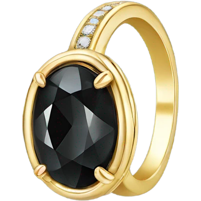 gold ring with black oval diamond emoji