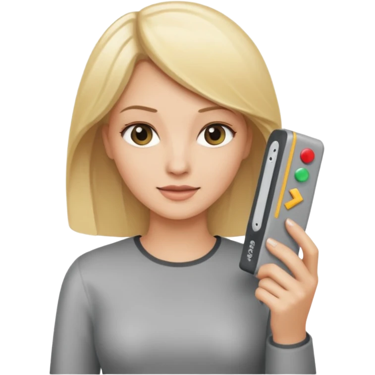 mujer rubia con modem de internet emoji