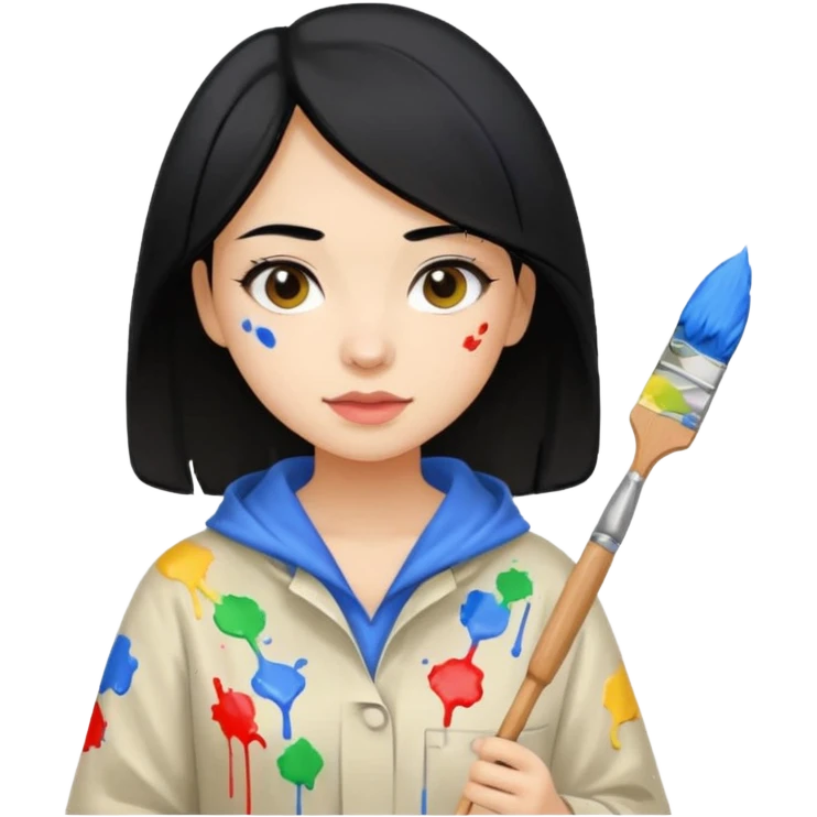  دختر زیبا و نقاش با موهای مشکی  emoji