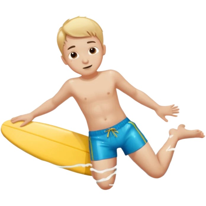 a boy that is sliding on his belly in Swimming trunks emoji
