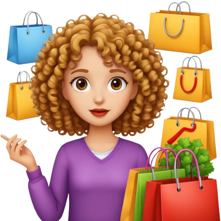 Curly hair girl shopping emoji