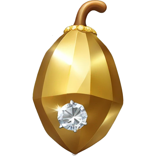 a Diamond Acorn, sparkling cut diamond, with stem of gold emoji
