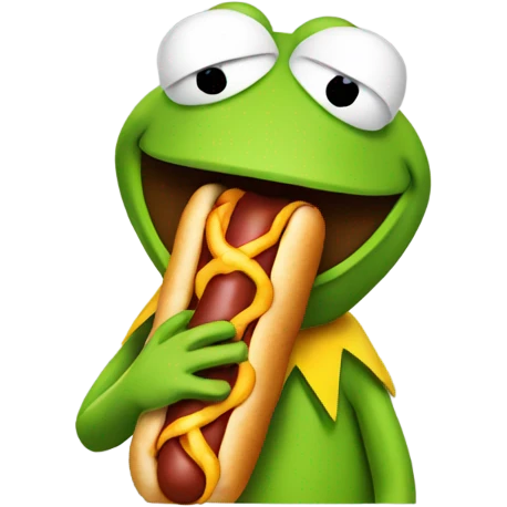 Kermit with a hotdog emoji