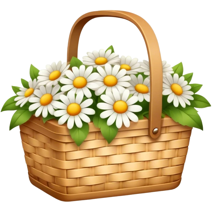 cute picnic basket with ight colorflowers emoji