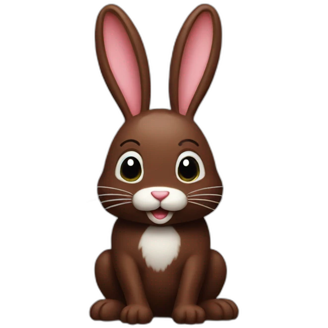 Chocolate rabbit with a bitten tail emoji
