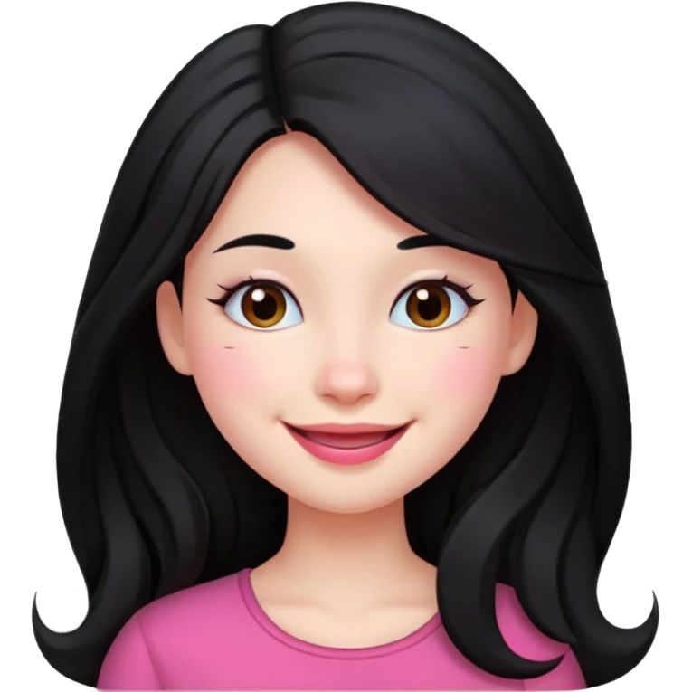 Clean girl long and black Hair and pink Cheek emoji