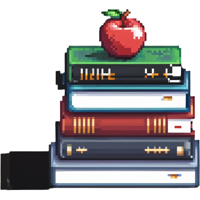 stack of school books with an apple emoji