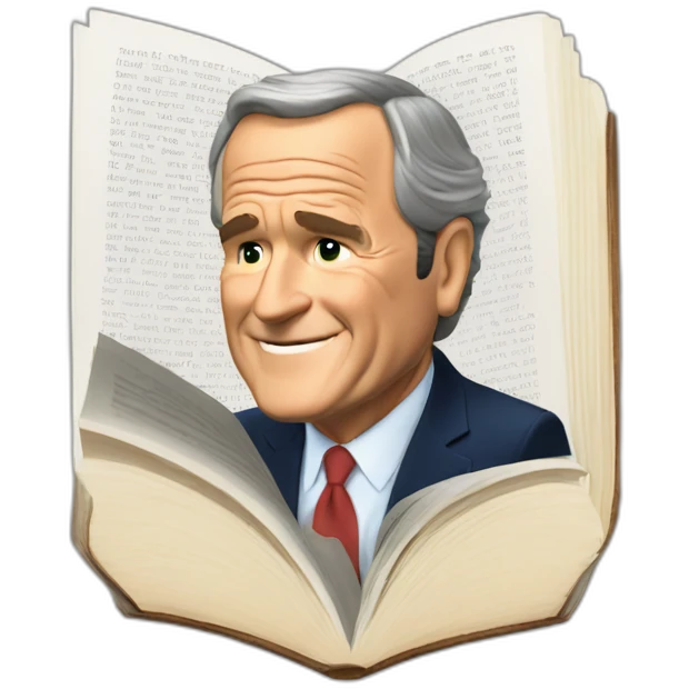 George bush reading book upside down emoji
