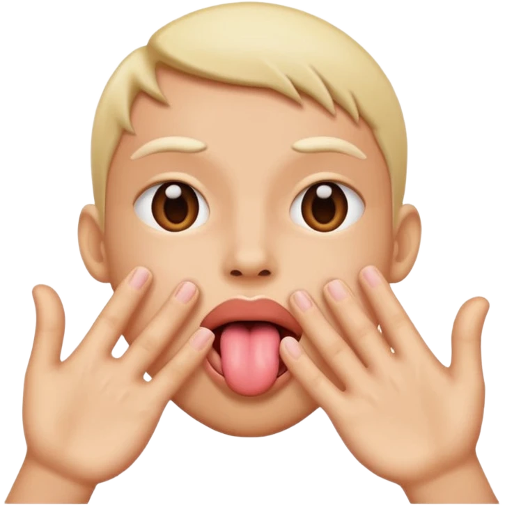 tongue out emoji , with two hands pushing opposite  emoji