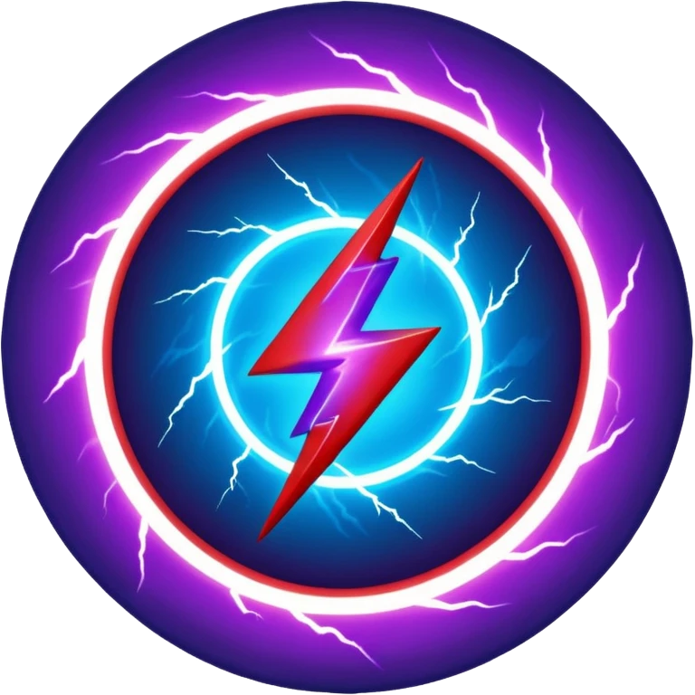 Red and blue lightening in a circle shape with effects like real lightening with purple effects  emoji