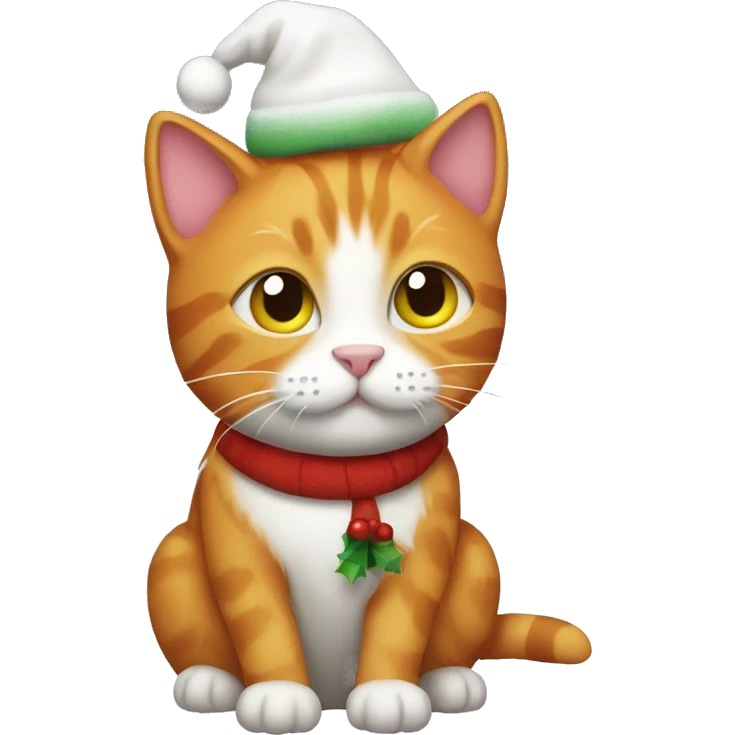 Ginger cat wearing Christmas cat  emoji