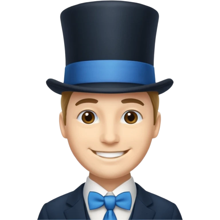 Man in top hat & long blue tie emoji