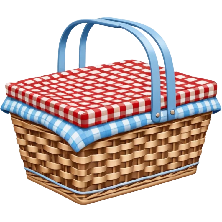Picnic basket on blue blanket  emoji